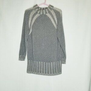 Kapalua sweater Womens Gray White Chunky knit pullover long tunic style cotton S